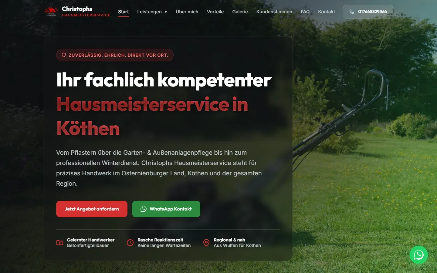 Startseite von Christophs Hausmeisterservice mit Hero zum Hausmeisterservice in Köthen